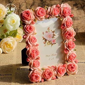 トールペイント アッセンデルフト  フォトフレーム  写真立て ピンク 薔薇 Amazon.co.jp: 【Woliwowa】 フォトフレーム ラブリー風 ピンク